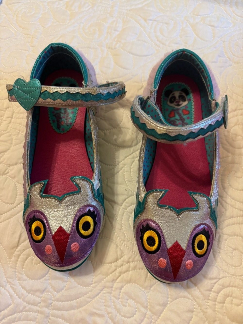 Irregular Choice Silver, Teal & Purple Owl Mary Janes
